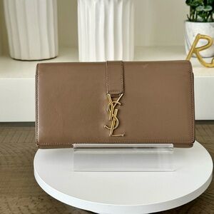 Yves Saint Laurent Brown Wallet with Gold Logo
